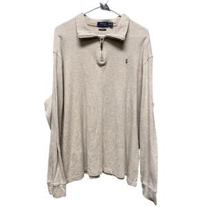 Ralph Lauren Men's XL Beige Estate Rib 1/4 Zip Pullover Sweater Casual Preppy